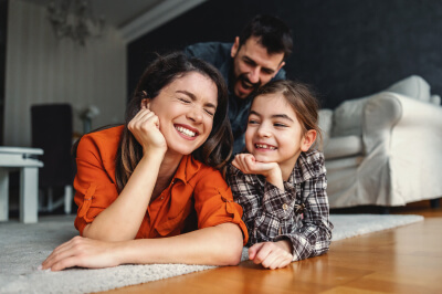 A family laughing